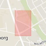 Karta som med röd fyrkant ramar in Munkavägen, Helsingborg, Skåne län