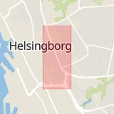 Karta som med röd fyrkant ramar in Södra Stenbocksgatan, Helsingborg, Skåne län