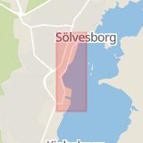 Karta som med röd fyrkant ramar in Carlssons, Sölvesborg, Blekinge län