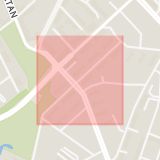 Karta som med röd fyrkant ramar in Slottshöjden, Mäster Ernsts Gata, Helsingborg, Skåne län
