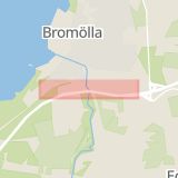 Karta som med röd fyrkant ramar in Kristianstadsvägen, Bromölla, Skåne län