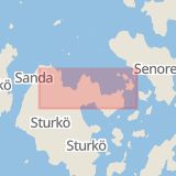Karta som med röd fyrkant ramar in Sturkö, Sturkövägen, Karlskrona, Blekinge län