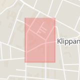 Karta som med röd fyrkant ramar in Allégatan, Klippan, Skåne län