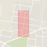 Karta som med röd fyrkant ramar in Föreningsgatan, Klippan, Skåne län