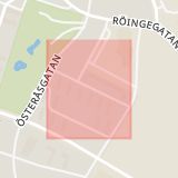 Karta som med röd fyrkant ramar in Göingegatan, Hässleholm, Skåne län