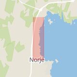 Karta som med röd fyrkant ramar in Karlshamnsvägen, Norje, Sölvesborg, Blekinge län