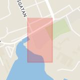 Karta som med röd fyrkant ramar in Lärkgatan, Karlshamn, Blekinge län