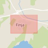 Karta som med röd fyrkant ramar in Finja, Hässleholm, Skåne län