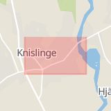 Karta som med röd fyrkant ramar in Knislinge, Brogatan, Östra göinge, Skåne län