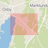 Karta som med röd fyrkant ramar in Kristianstadsgatan, Osby, Skåne län