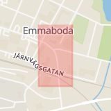 Karta som med röd fyrkant ramar in Emmaboda Kommun, Emmaboda, Kalmar län