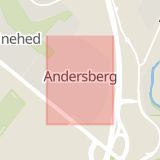 Karta som med röd fyrkant ramar in Andersbergsringen, Halland, Hallands län