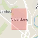 Karta som med röd fyrkant ramar in Halmstad, Andersbergsringen, Hallands län