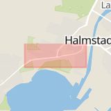 Karta som med röd fyrkant ramar in Slottsjordsvägen, Halmstad, Hallands län