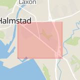 Karta som med röd fyrkant ramar in Halmstad, Laholmsvägen, Falkenberg, Kärralyckavägen, Hallands län
