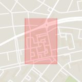 Karta som med röd fyrkant ramar in Halmstad, Malcusgatan, Nyhem, Hallands län