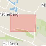 Karta som med röd fyrkant ramar in Halmstad, Linnégatan, Skallebackavägen, Hallands län