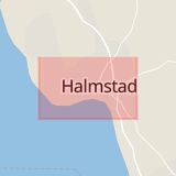 Karta som med röd fyrkant ramar in Falkenberg, Halmstad, Kungsbacka, Vallgatan, Västergatan, Hallands län