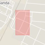 Karta som med röd fyrkant ramar in Östergatan, Vislanda, Alvesta, Kronobergs län