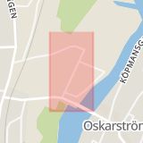Karta som med röd fyrkant ramar in Allégatan, Oskarström, Halmstad, Hallands län