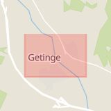 Karta som med röd fyrkant ramar in Getinge, Hallands län