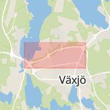 Karta som med röd fyrkant ramar in Norrleden, Araby, Växjö, Kronobergs län
