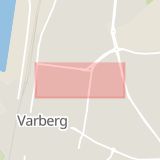 Karta som med röd fyrkant ramar in Eskilsgatan, Varberg, Hallands län