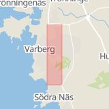 Karta som med röd fyrkant ramar in Trädlyckevägen, Västkustvägen, Varberg, Hallands län
