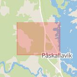 Karta som med röd fyrkant ramar in Påskallavik, Kristdalavägen, Kalmar län