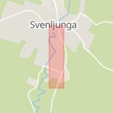Karta som med röd fyrkant ramar in Kyrkogatan, Svenljunga, Västra Götalands län