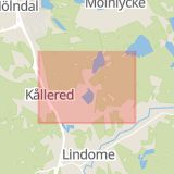 Karta som med röd fyrkant ramar in Kållered, Mölndal, Västra Götalands län