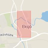 Karta som med röd fyrkant ramar in Österlånggatan, Eksjö, Jönköpings län