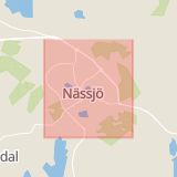 Karta som med röd fyrkant ramar in Nässjö, Målaregatan, Skillingaryd, Vaggeryds Kommun, Jönköpings län