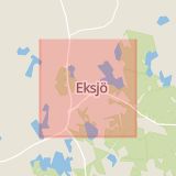 Karta som med röd fyrkant ramar in Eksjö, Jönköpings län