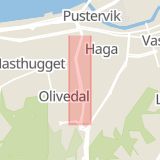 Karta som med röd fyrkant ramar in Linnégatan, Göteborg, Västra Götalands län