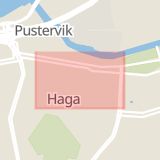 Karta som med röd fyrkant ramar in Haga, Haga Östergata, Göteborg, Västra Götalands län