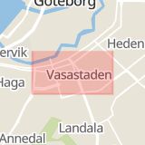 Karta som med röd fyrkant ramar in Härryda, Göteborg, Hammarkullen, Södergatan, Vasagatan, Västra Götalands län