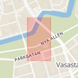 Karta som med röd fyrkant ramar in Kungsparken, Pedagogen, Stenkullen, Partille, Storgatan, Norrmalm, Västra götalands län, Västra Götalands län