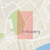 Karta som med röd fyrkant ramar in Eriksberg, Mossgatan, Slalomvägen, Skellefteå, Västra Götalands län