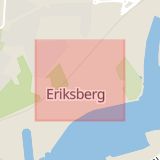 Karta som med röd fyrkant ramar in Östra Eriksbergsgatan, Göteborg, Västra Götalands län