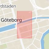 Karta som med röd fyrkant ramar in Göteborg, Brunnsparken, Kungälv, Partille, Viktoriagatan, Västra Götalands län
