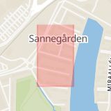 Karta som med röd fyrkant ramar in Ångaren Indias Gata, Göteborg, Västra Götalands län