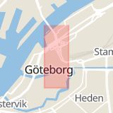Karta som med röd fyrkant ramar in Göteborg, Kungsportsavenyn, Tidaholm, Alingsås, Östra Hamngatan, Västra Götalands län