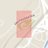 Karta som med röd fyrkant ramar in Göteborg, Svingeln, Friggagatan, Skansen Lejonet, Vaniljgatan, Lövgärdet, Västra Götalands län