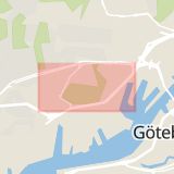 Karta som med röd fyrkant ramar in Göteborg, Södra Vägen, Berzelius, Hisingen, Herkulesgatan, Distansgatan, Mariestad, Borgmästaregatan, Västra Götalands län