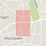 Karta som med röd fyrkant ramar in Villastaden, Brämhultsvägen, Borås, Västra Götalands län