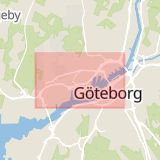 Karta som med röd fyrkant ramar in Hisingen, Lundbyleden, Göteborg, Västra Götalands län