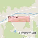 Karta som med röd fyrkant ramar in Partille, Paralellvägen, Vänersborg, Repslagarevägen, Göteborg, Tagenevägen, Västra Götalands län