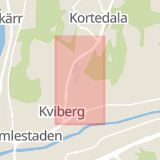 Karta som med röd fyrkant ramar in Kortedalavägen, Göteborg, Västra Götalands län