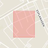 Karta som med röd fyrkant ramar in Södermalmsgatan, Västervik, Kalmar län